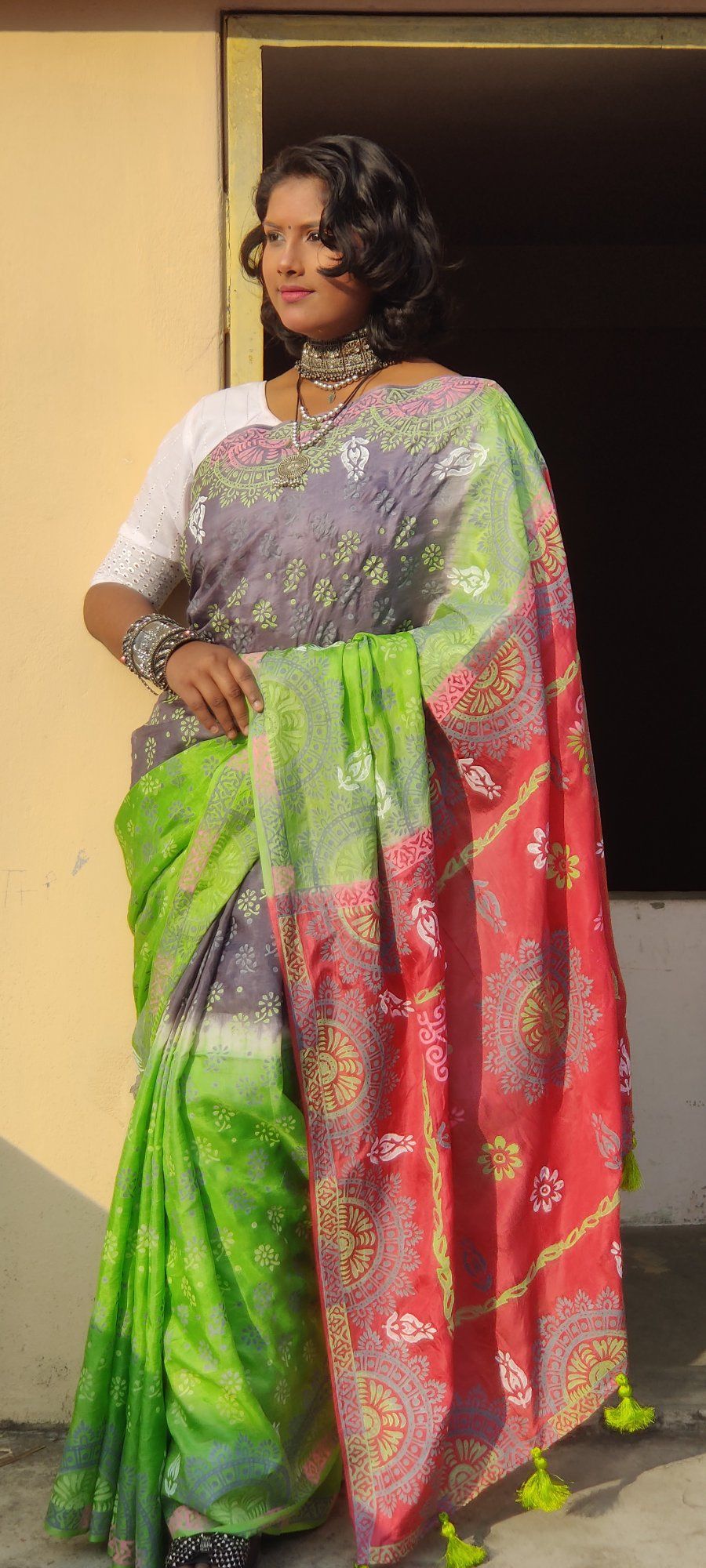 Block batik pure silk saree