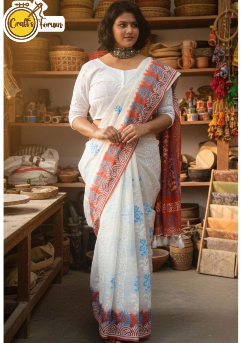 block batik pure silk saree