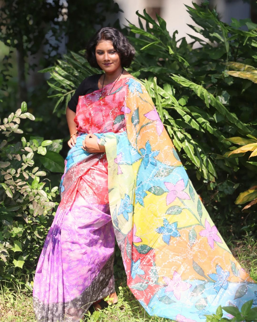 Hand  painted pure silk sharee